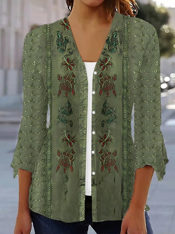 Damen Blusenshirt mit floralem Design und eleganten Rüschendetails Drune