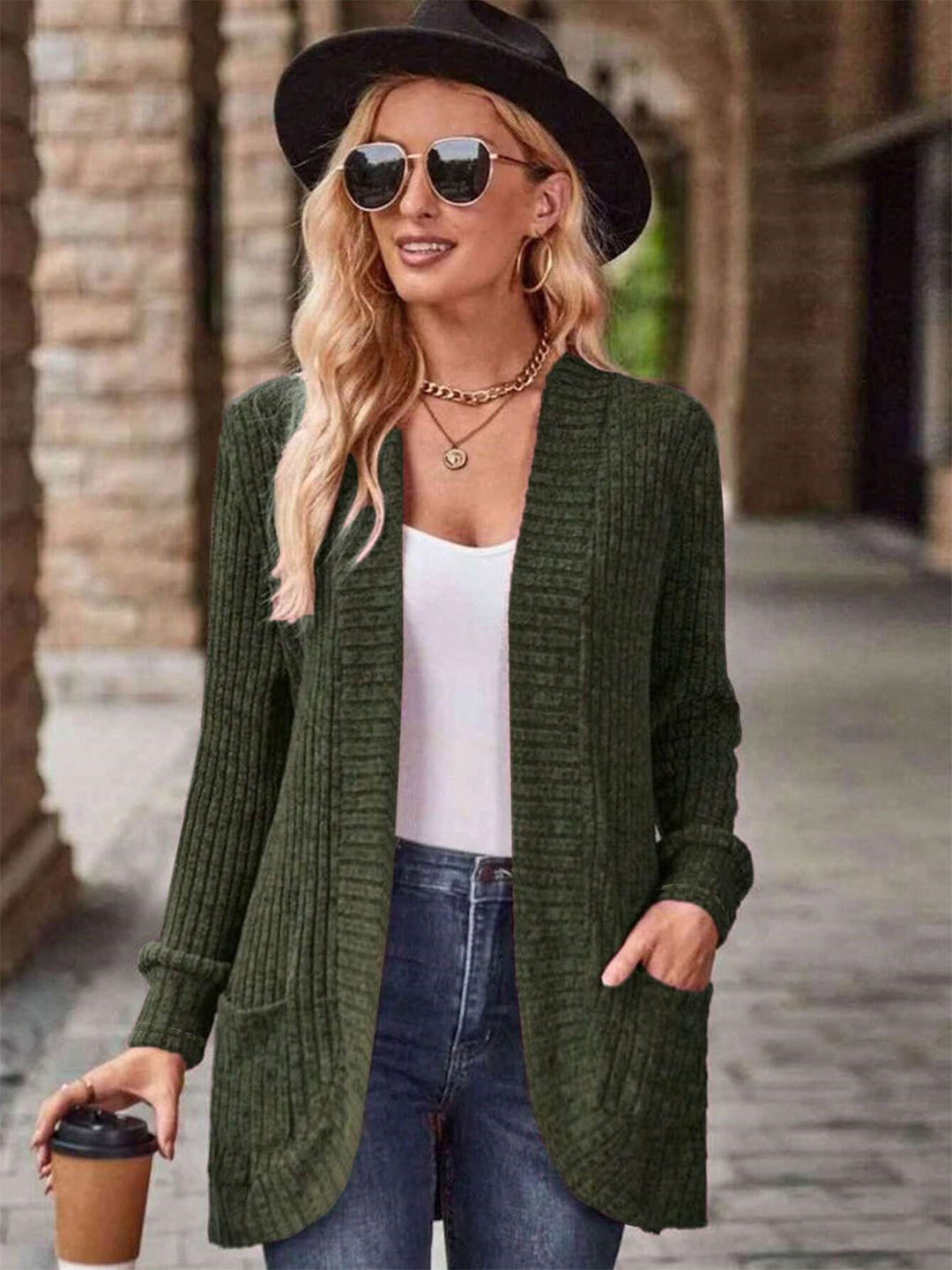 Damen Strickjacke mit strukturiertem Design und praktischen Taschen Drune