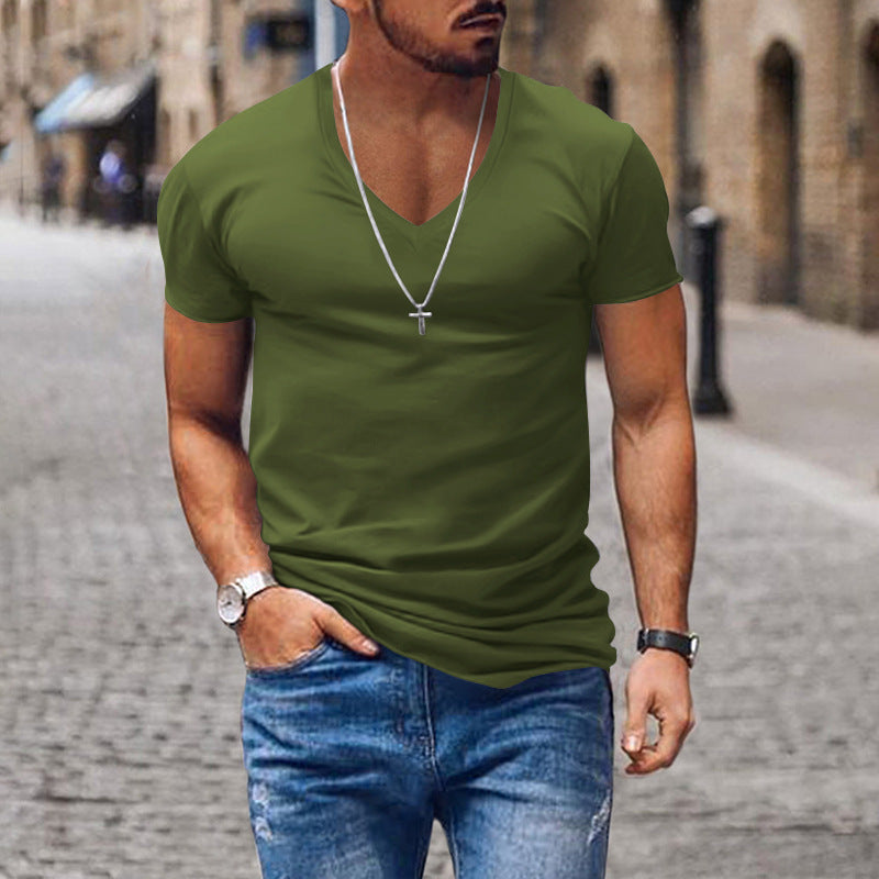 Herren lässiges V-Ausschnitt T-Shirt Drune