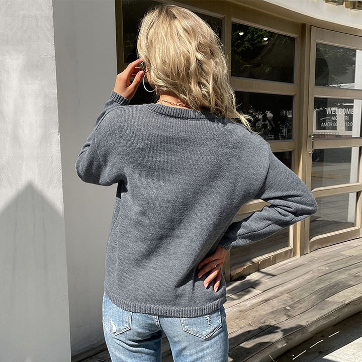 Damen Feinstrickpullover mit Rundhalsausschnitt und leichter Oversize-Passform Drune
