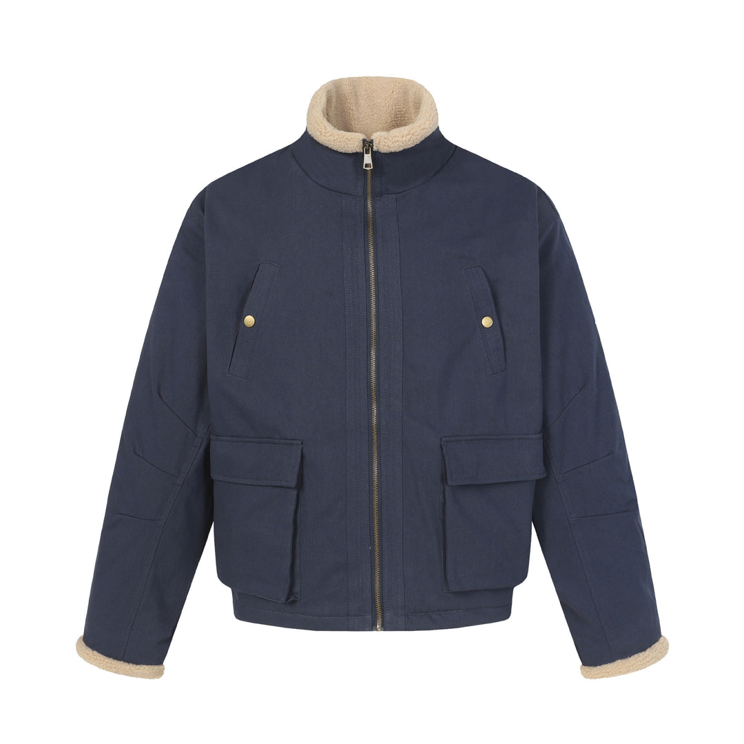 Herren Kurzblouson im Field‑Style mit Teddyfutterkragen und Cargo‑Taschen Drune