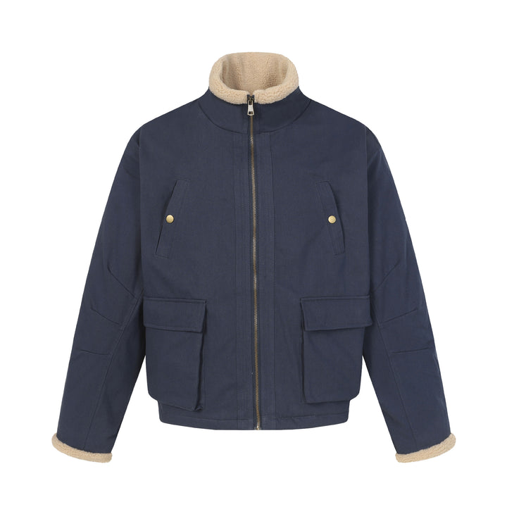 Herren Kurzblouson im Field‑Style mit Teddyfutterkragen und Cargo‑Taschen Drune
