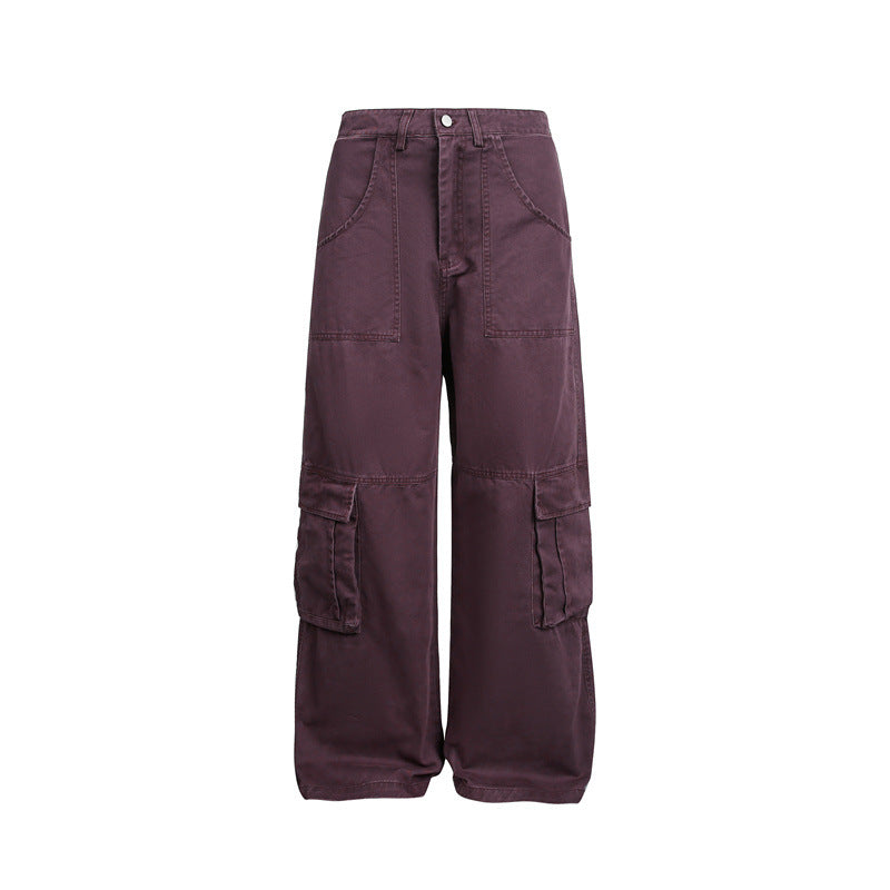 Damen High‑Waist Cargo‑Hose im Wide‑Leg‑Stil mit aufgesetzten Klappentaschen und markanten Nahtdetails Drune