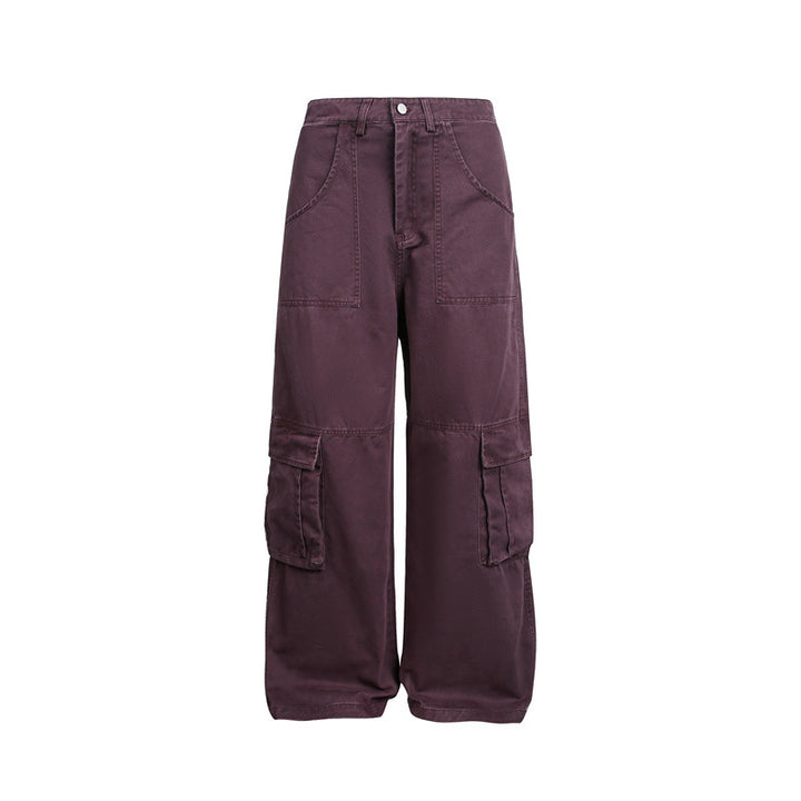 Damen High‑Waist Cargo‑Hose im Wide‑Leg‑Stil mit aufgesetzten Klappentaschen und markanten Nahtdetails Drune