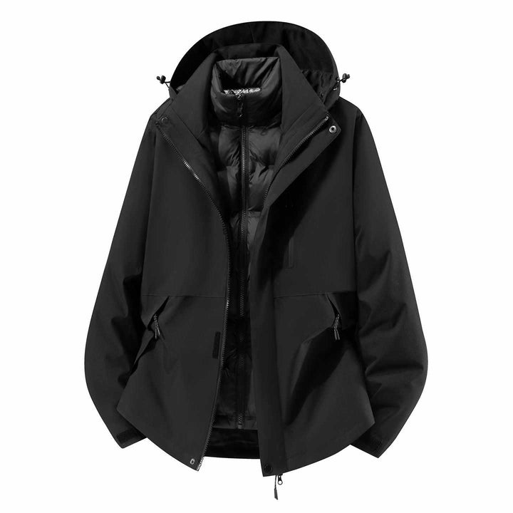 Herren Wasserfeste dreiteilige Winterjacke mit abnehmbarer Daunen-Innenjacke und Kapuze Drune