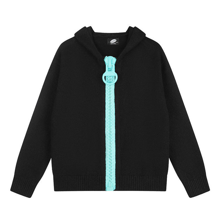 Damen Kapuzen-Strickjacke mit übergroßem Reißverschluss und softem Mohair-Mix Drune