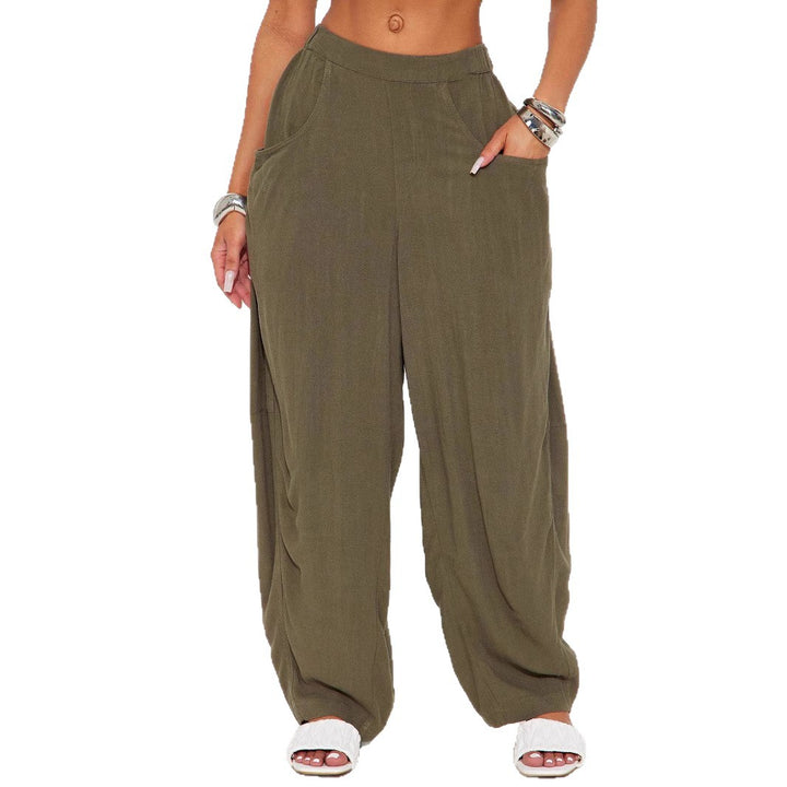 Damen Lässige Weite Stoffhosen mit praktischen Taschen Drune