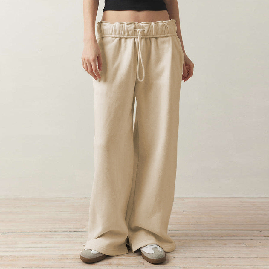 Damen weite Freizeit-Hose mit elastischem Bund und Kordelzug Drune