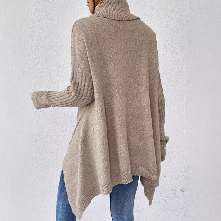 Damen lässiger Pullover mit Stehkragen und asymmetrischem Schnitt Drune