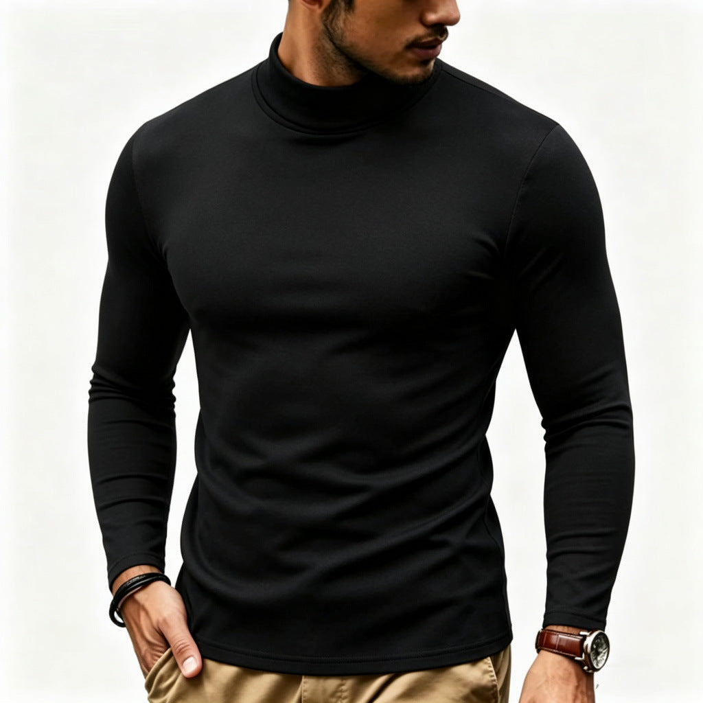 Herren Enganliegender Rollkragenpullover in Slim-Fit aus Baumwoll-Elasthan Drune