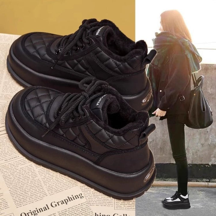 Damen Modische Plateau Sneakers mit Steppdesign Drune