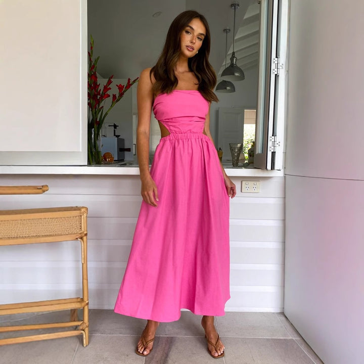 Damen Maxikleid mit schmalem Oberteil und elastischem Taillenbund Drune