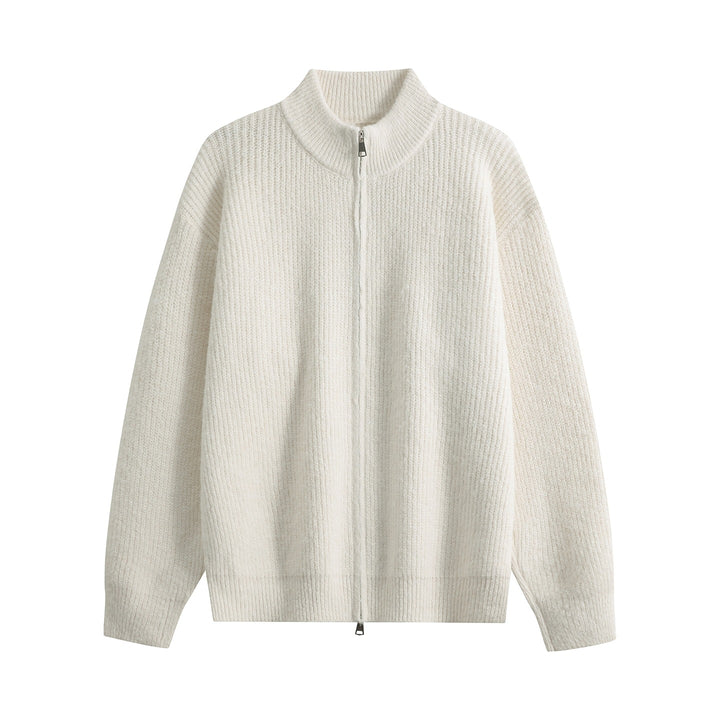 Damen Oversize-Strickjacke mit Rundhalsausschnitt, Rippsaum & Kontrastknöpfen Drune