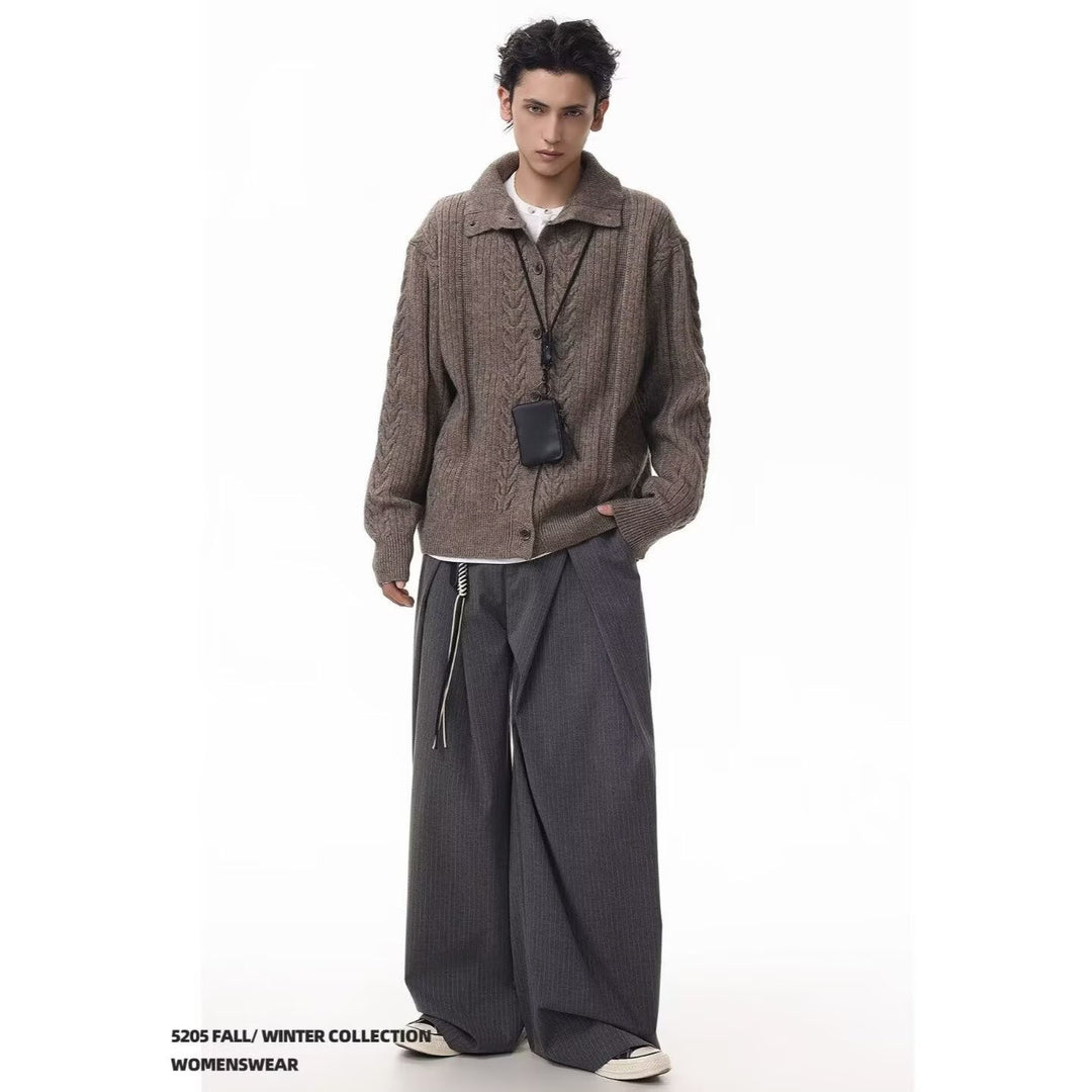 Herren Hochwertiger Strick-Cardigan mit Stehkragen Drune