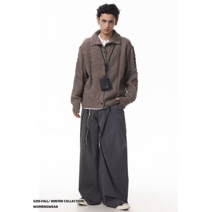 Herren Hochwertiger Strick-Cardigan mit Stehkragen Drune