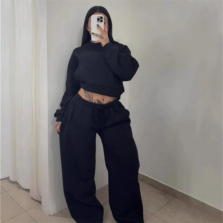 Damen lässiges Oversized Sweatshirt- und Jogginghose-Set Drune