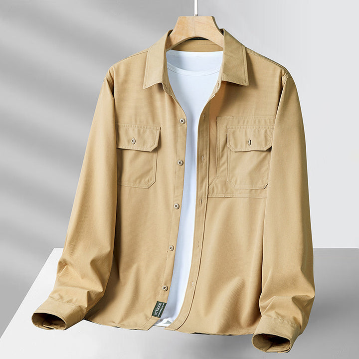 Herren nan strukturiertes Overshirt aus atmungsaktivem Ripstop mit zwei Klappbrusttaschen Drune