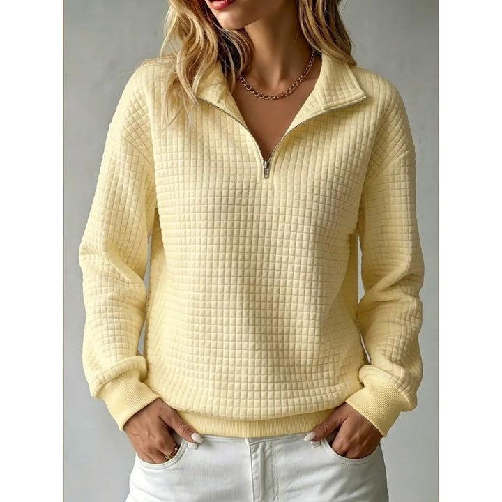 Damen Stepp-Sweatshirt mit halbem Reißverschluss und Kachelstruktur Drune