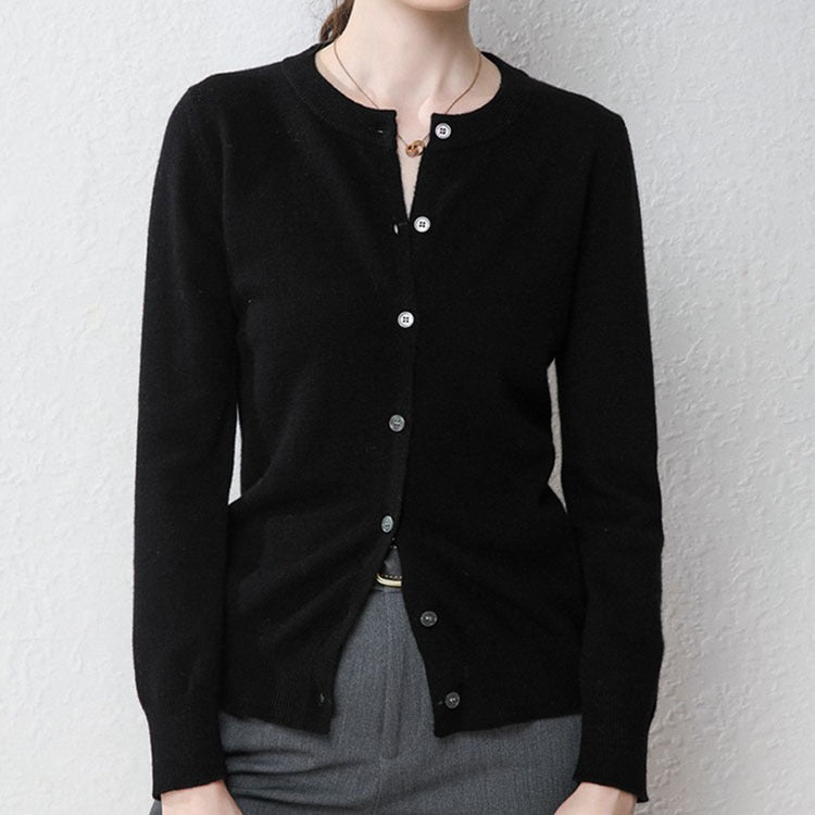 Damen Langärmliger Cardigan aus weichem Feinstrick mit Knopfleiste Drune
