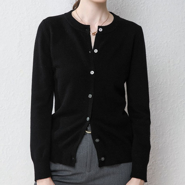 Damen Langärmliger Cardigan aus weichem Feinstrick mit Knopfleiste Drune