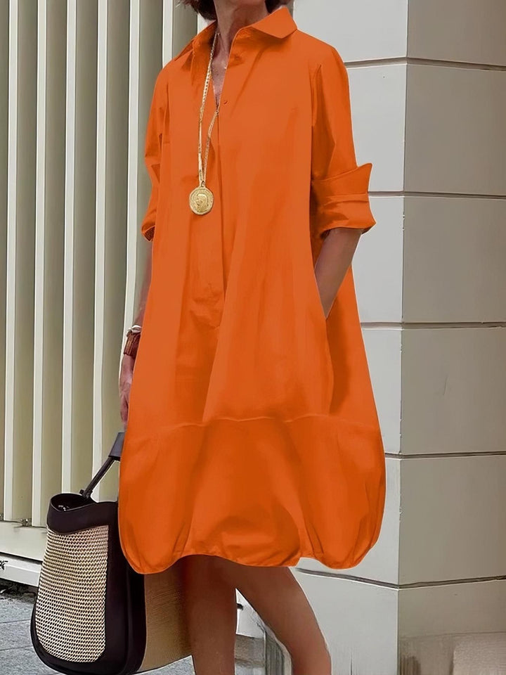 Damen Lässiges Hemdblusenkleid mit weit geschnittenem Saum Drune