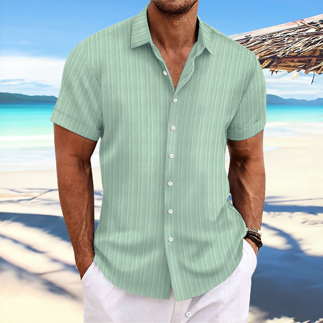 Herren Kurzarm gestreiftes lässiges Button-Up Hemd Drune