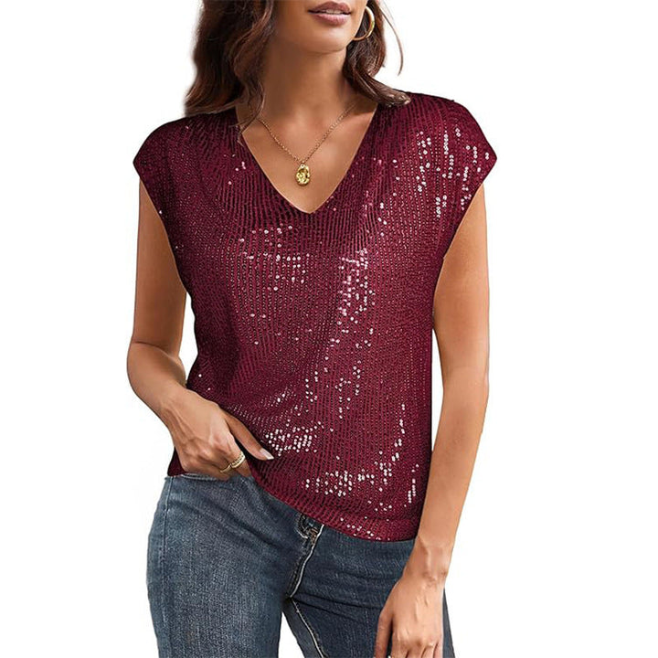 Damen Glamouröses Pailletten-Oberteil Drune