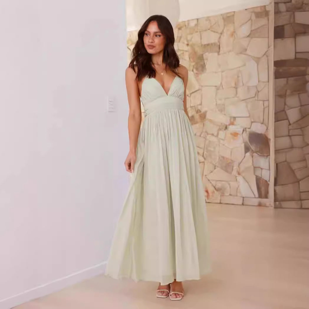 Damen Maxikleid mit schmalen Spaghetti-Trägern und elegantem Wickel-Design Drune
