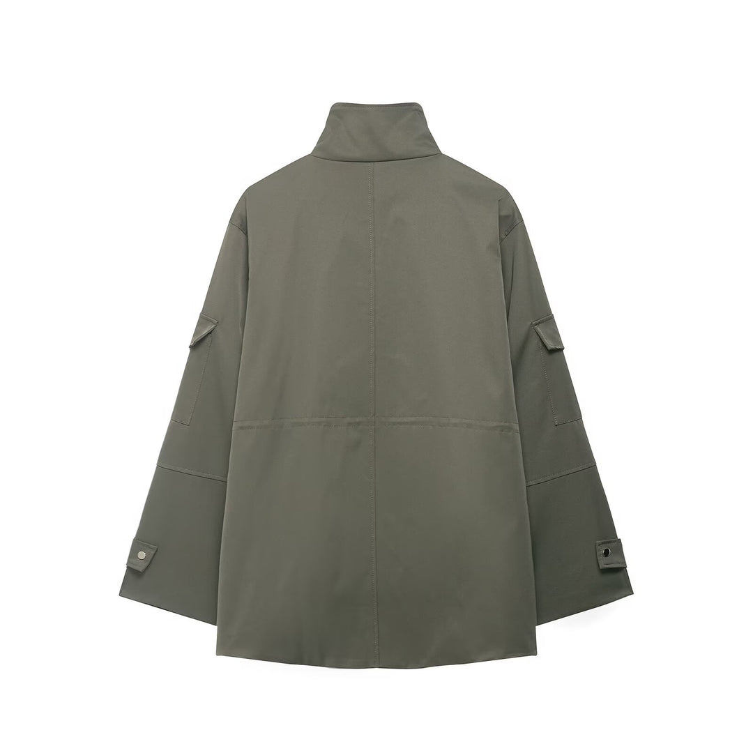 Damen Utility-Parka mit Stehkragen, vierfachen Pattentaschen und oversized Schnitt Drune