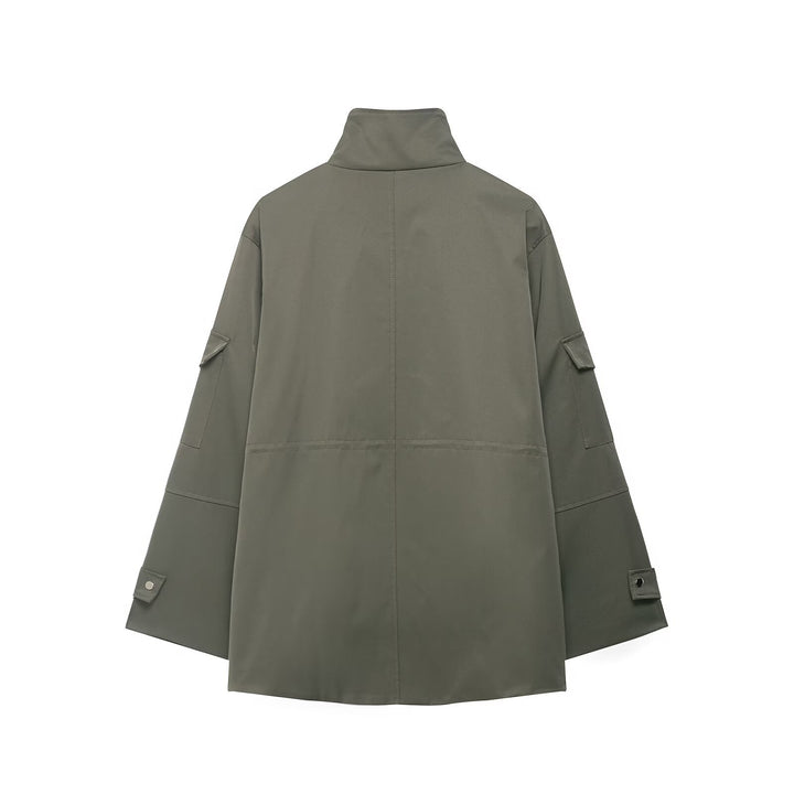 Damen Utility-Parka mit Stehkragen, vierfachen Pattentaschen und oversized Schnitt Drune
