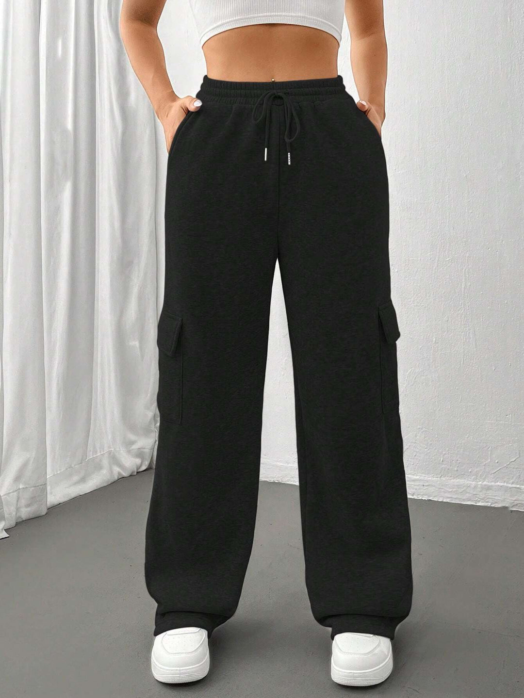 Damen Weite Cargohose im Jogger‑Stil mit Kordelzug Drune