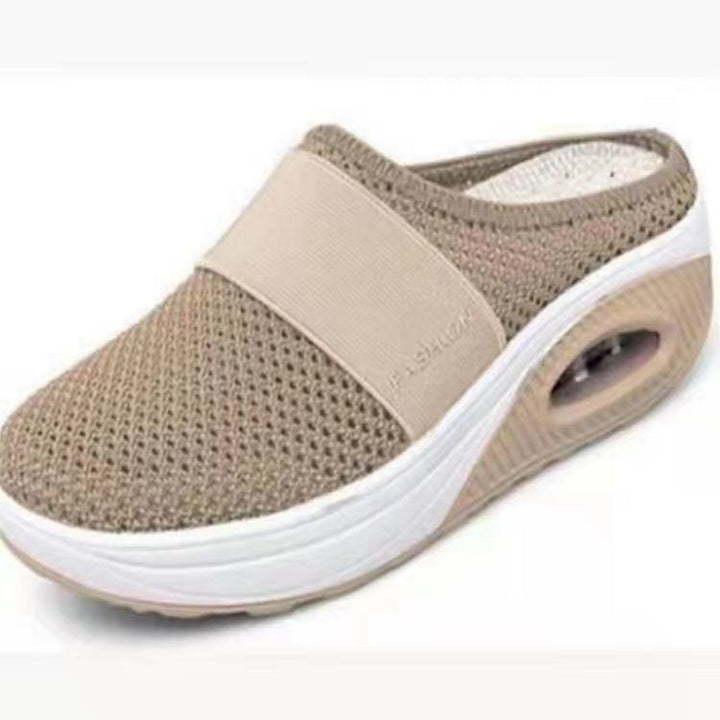 Damen Komfort-Sport-Pantolette mit luftgepolsterter Plateau-Sohle und atmungsaktivem Mesh Drune