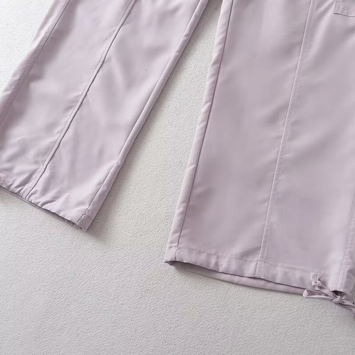 Damen bequeme Cargo-Hose mit verstellbarem Bund und funktionellen Taschen Drune