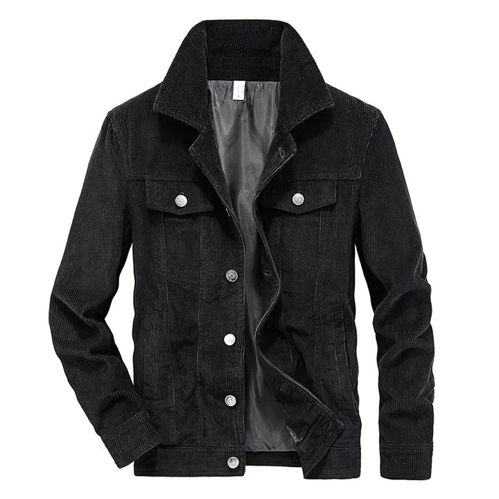 Herren Lässige Cordjacke mit praktischem Kragen Drune