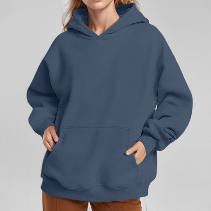 Damen nan lockerer Kapuzenpullover aus French Terry mit tiefer Schulterpassform und Kängurutasche Drune
