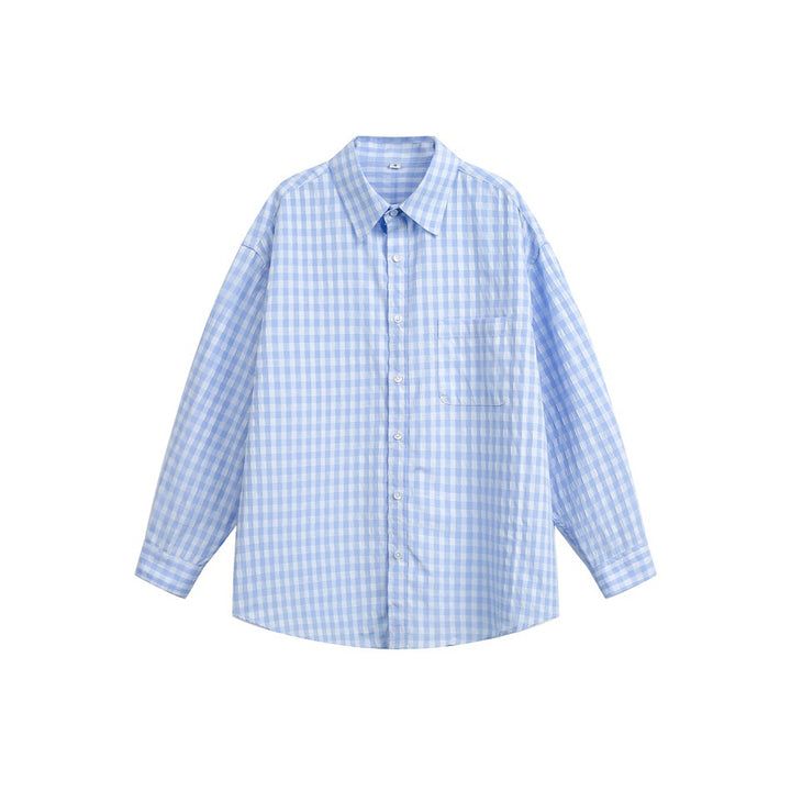Damen Oversize‑Hemdbluse im Gingham‑Karo mit Brusttasche Drune