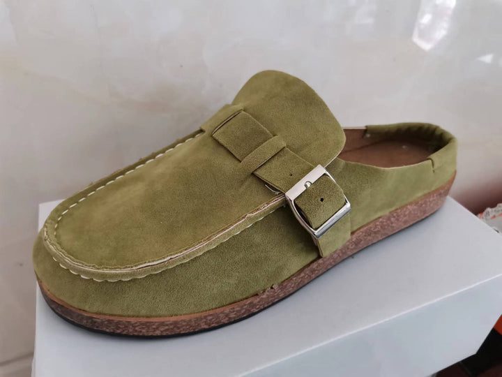 Damen Mokassin-Mule mit verstellbarer Schnalle und Kork-Plateau Drune