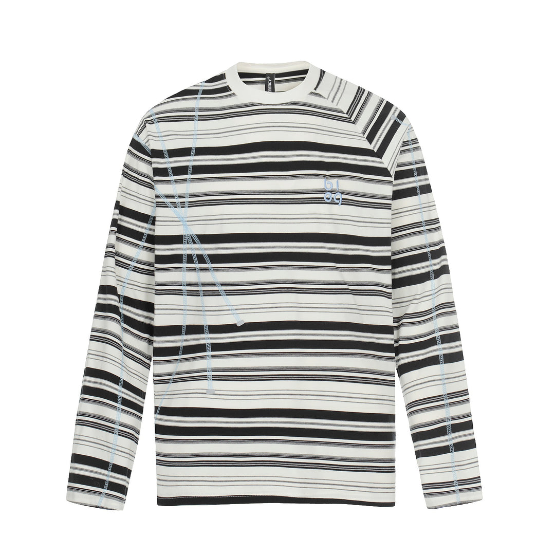 Unisex Gestreiftes Langarmshirt mit kontrastierenden Ziernähten Drune