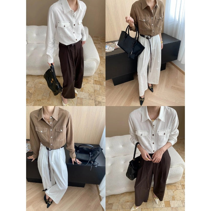 Damen lässige Overshirt-Bluse mit praktischen Brusttaschen und elegantem Schnitt Drune
