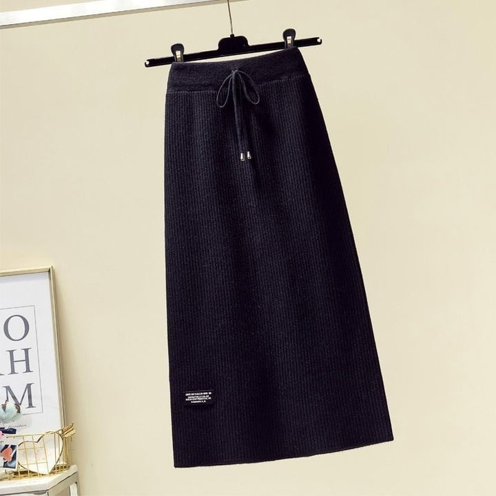 Damen Langer Midirock mit elastischem Bund Drune