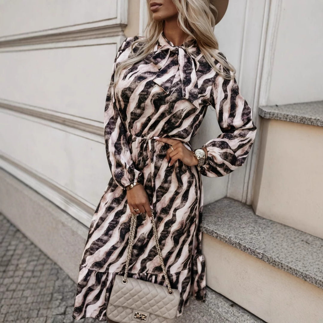 Damen Midi-Kleid mit fließendem Schnitt und Raffungen Drune