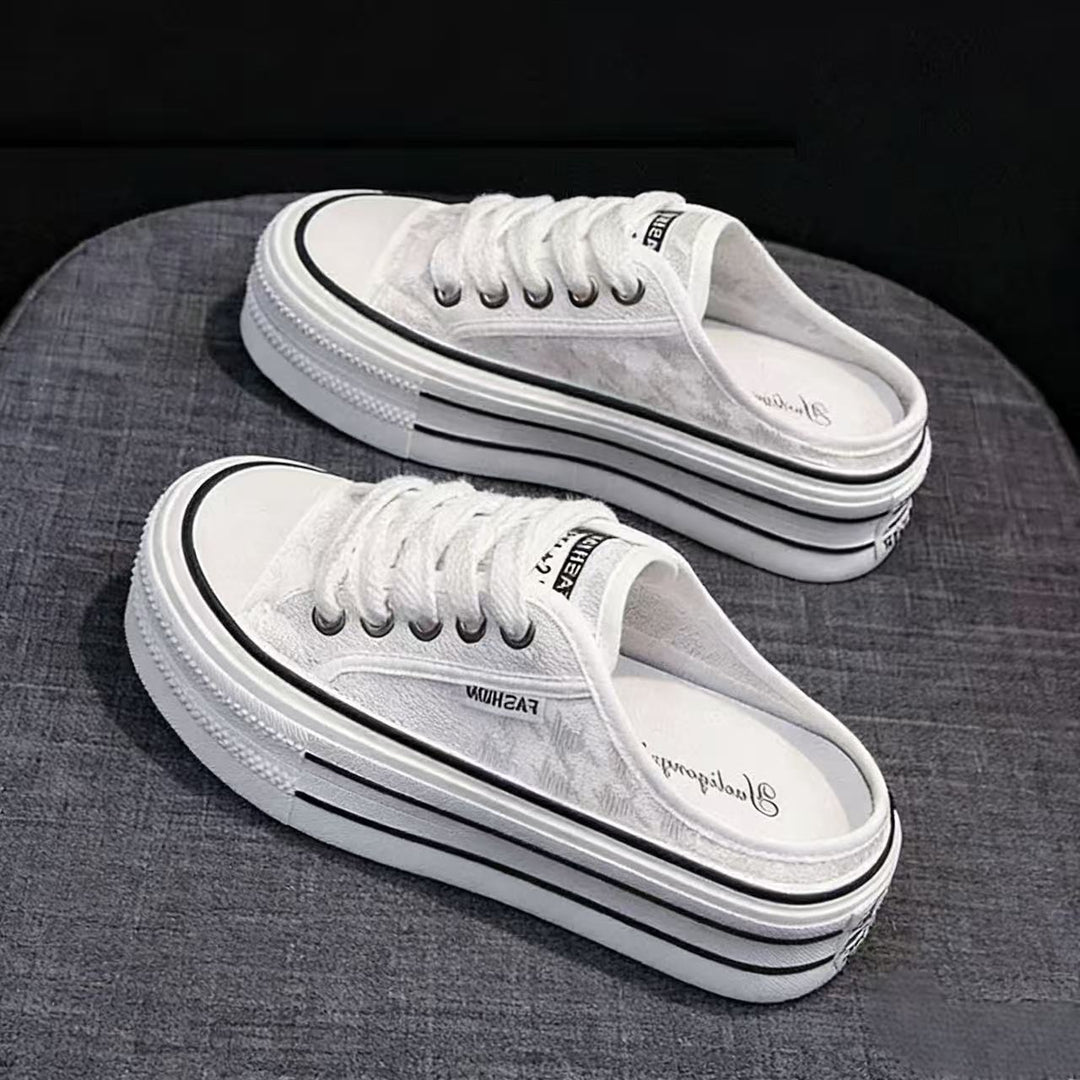Damen Plattform Sneaker mit luftiger Canvas-Oberfläche und rutschfester Sohle Drune