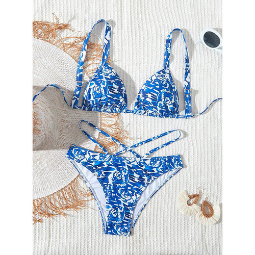 Damen Triangel-Bikini mit verstellbaren Trägern und stylischem Farbmustermix Drune