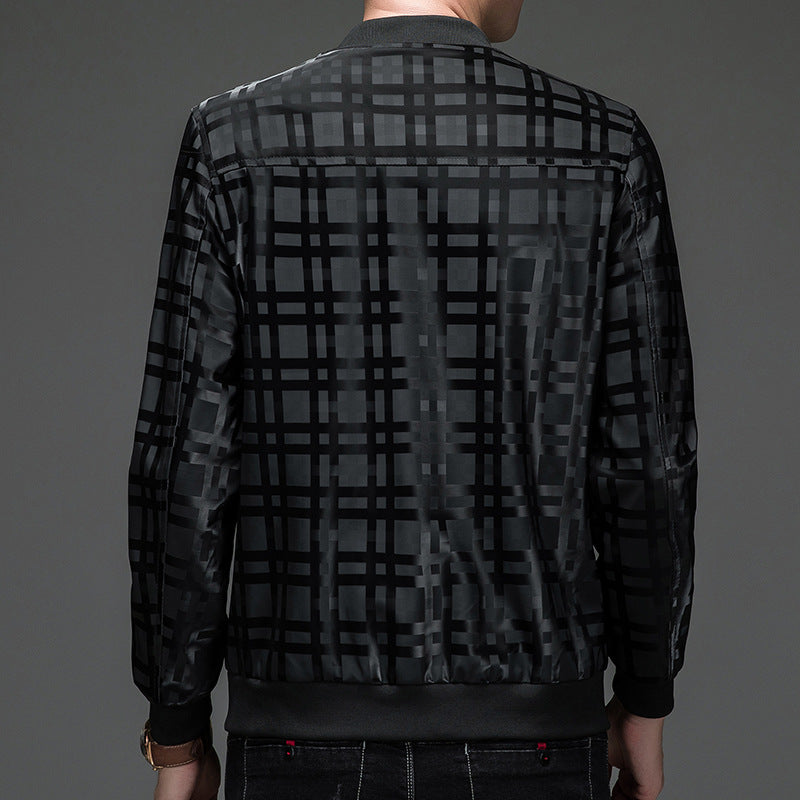Herren leichte Bomberjacke mit modernem Karodesign Drune