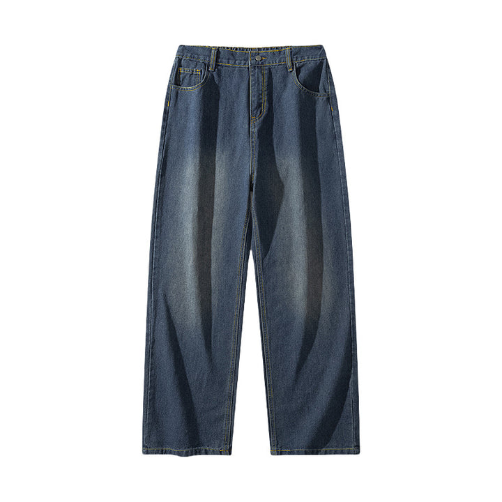 Damen High-Waist Jeans mit weitem Bein, geradem Schnitt und elastischem Bund Drune