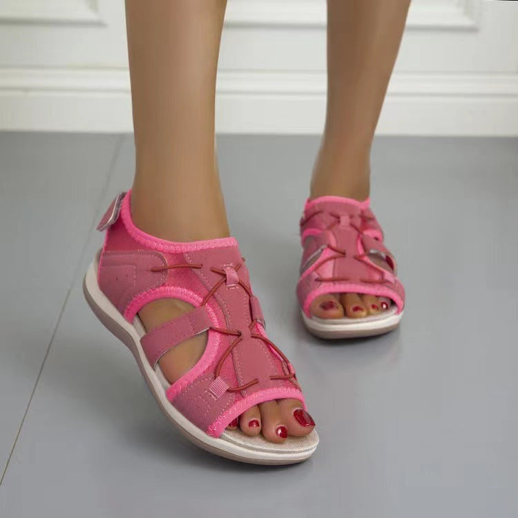 Damen Sportive Komfort-Sandalette mit gepolstertem Fußbett und Klett-Fersenriemen Drune