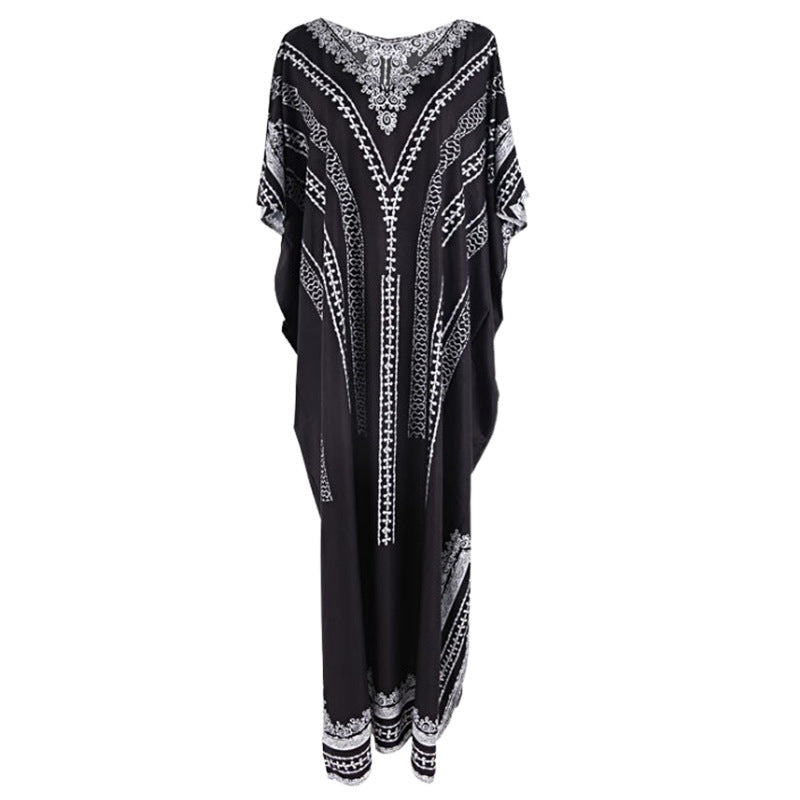 Damen Kaftan mit kunstvollem Ethnomuster und weiten Ärmeln Drune