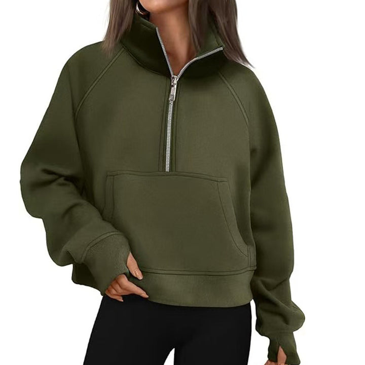 Damen Sportlicher Hoodie mit hohem Kragen Drune