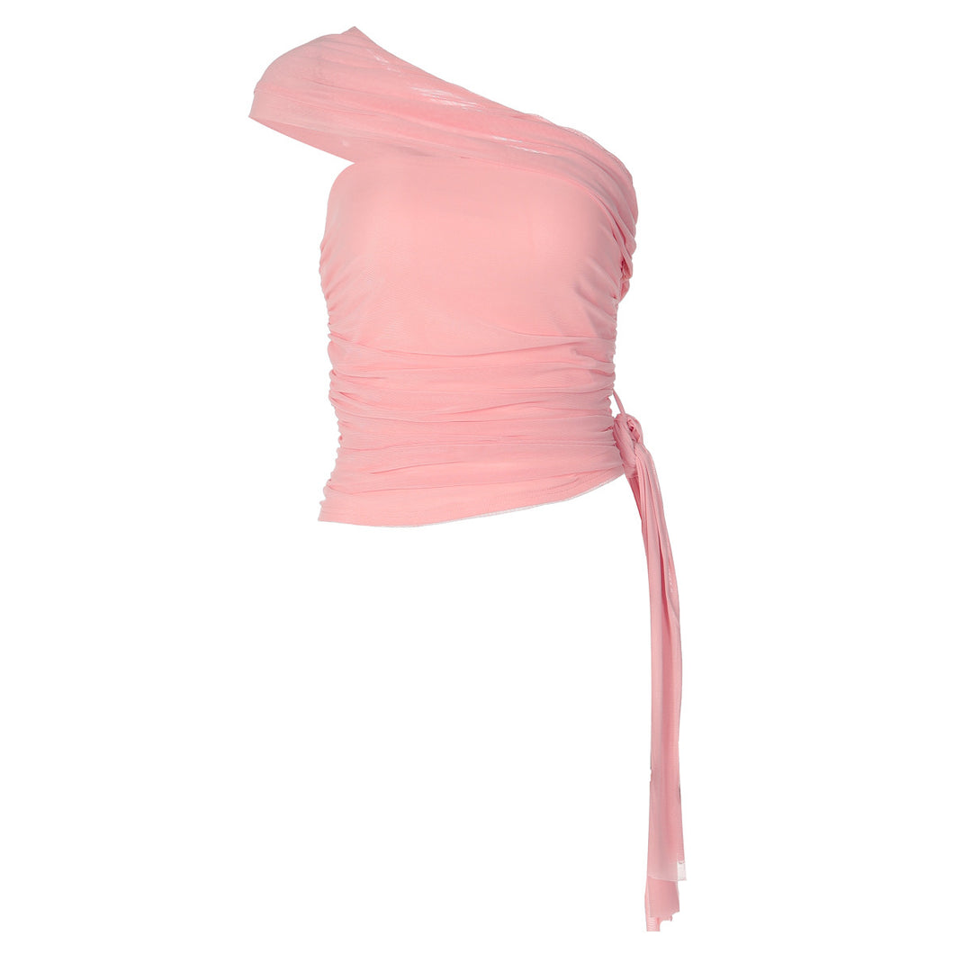 Damen Elegantes Asymmetrisches Top mit Wickeldesign Drune