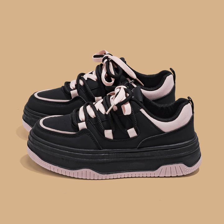 Damen Plateausneaker im Retro-Chunky-Look mit zweifarbiger EVA-Sohlenschichtung und gepolstertem Komfortkragen Drune